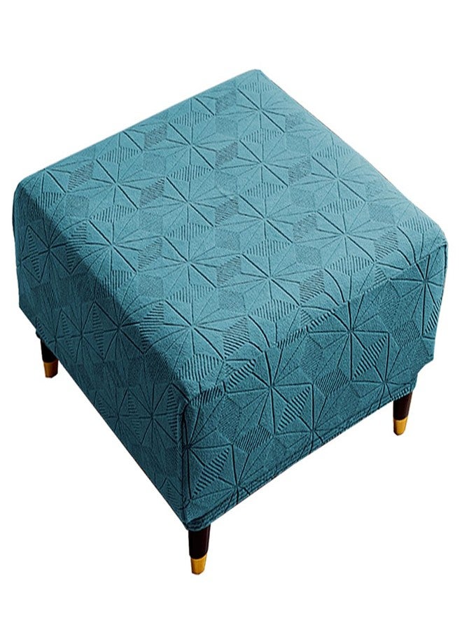 GERLNF Square Ottoman Cover, Soft Knitted Jacquard Cover for Ottoman Square, Living Room Storage Stool Ottoman Cover Footstool Protection (Dark Green, Large) - Image 1